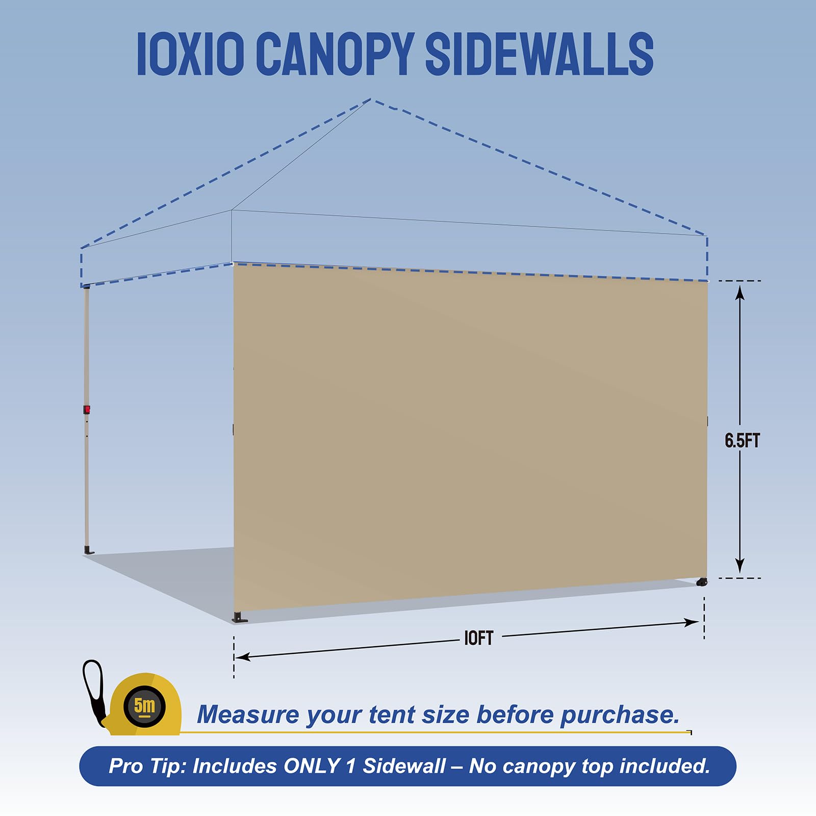 CROWN SHADES sidewall, beige, attached to canopy