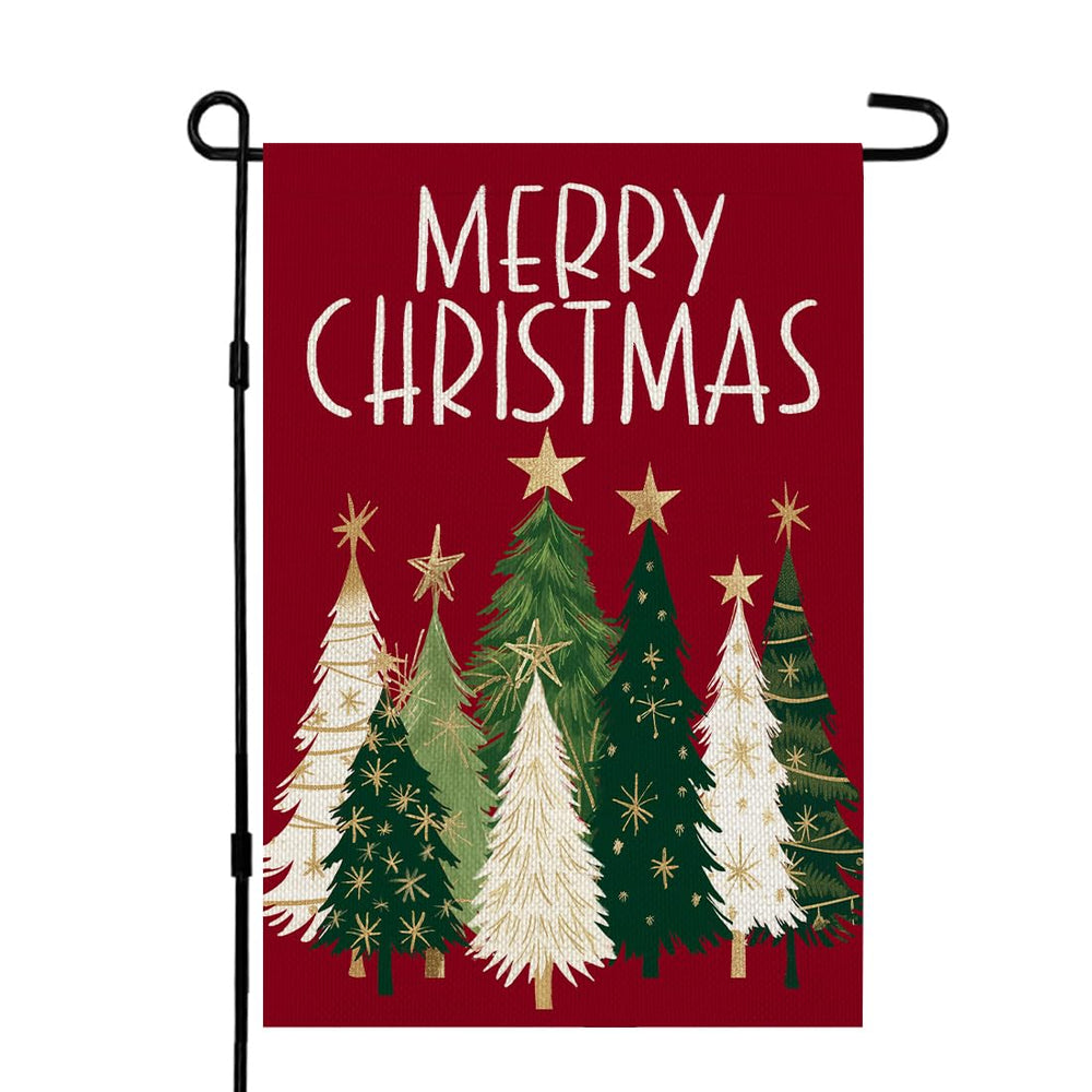 CROWNED BEAUTY Christmas Trees Garden Flag 12x18 front view