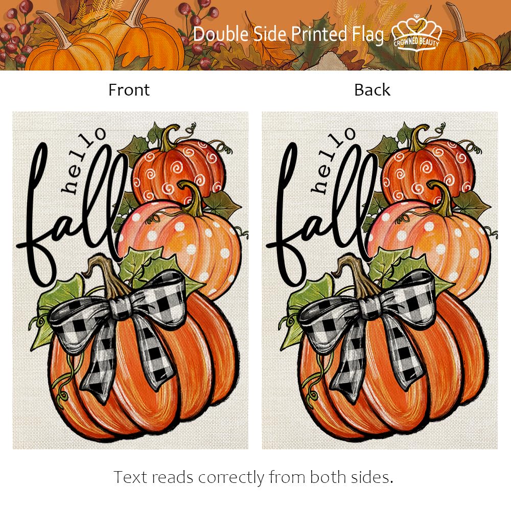 CROWNED BEAUTY Fall Welcome Pumpkins House Flag outdoor installation