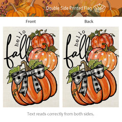 CROWNED BEAUTY Fall Welcome Pumpkins House Flag outdoor installation
