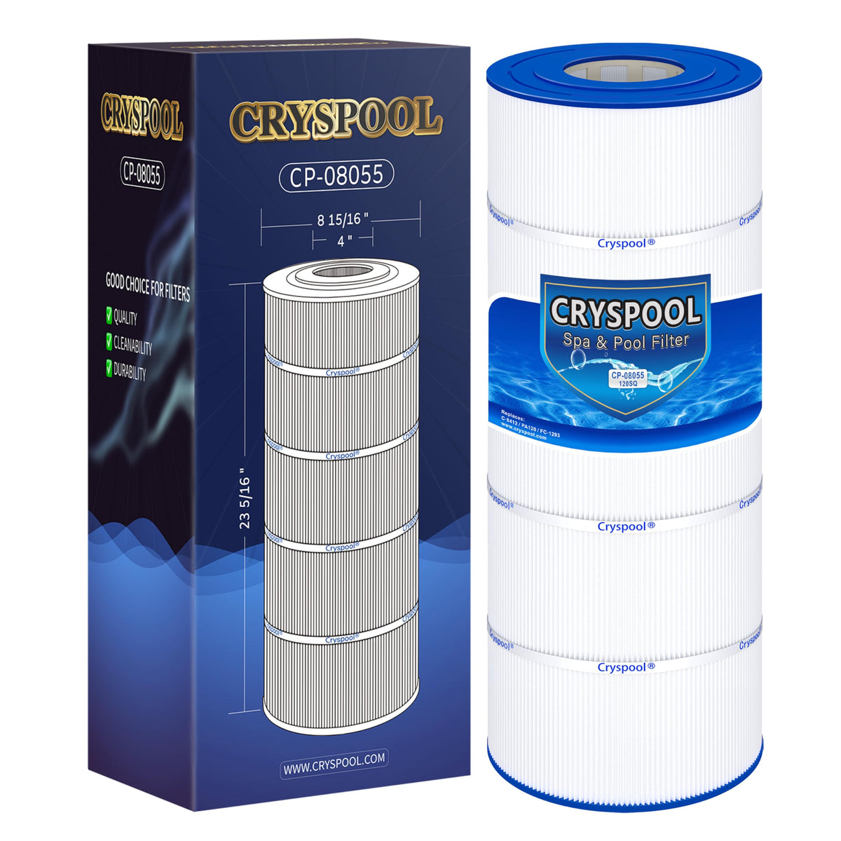 Cryspool CP-08055 Pool Filter Cartridge front view