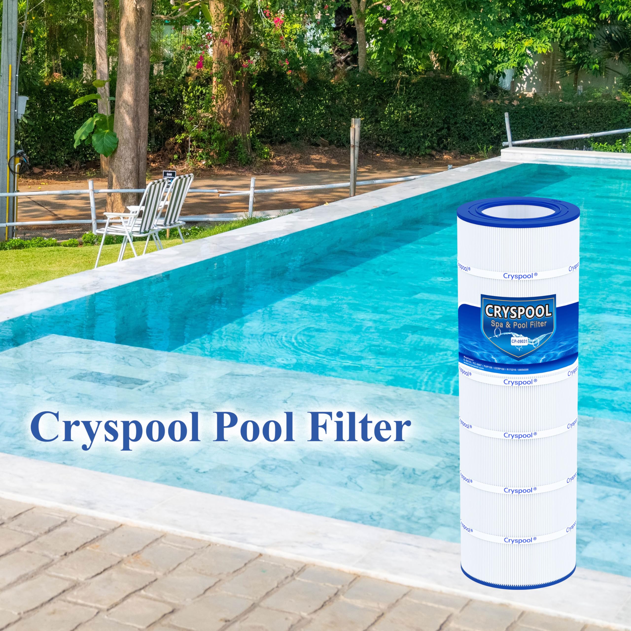 Cryspool CP-09031 Pool Filter Cartridge on a pool deck
