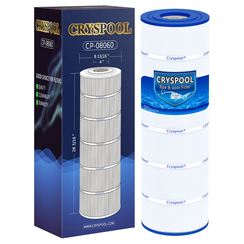 Cryspool Pool Filter Cartridge front view, length 28-3/16 inches