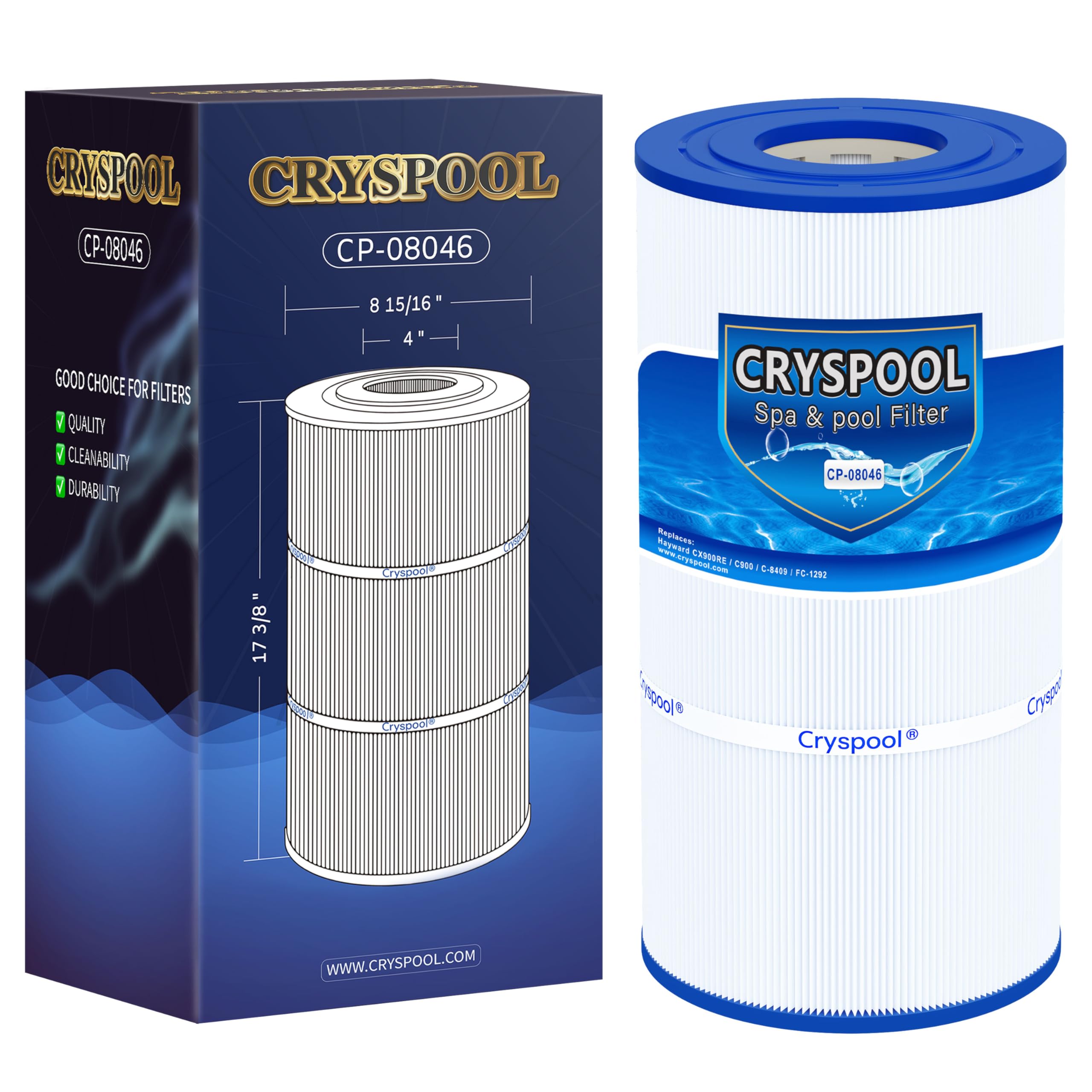 Cryspool Pool Filter Cartridge front view, white