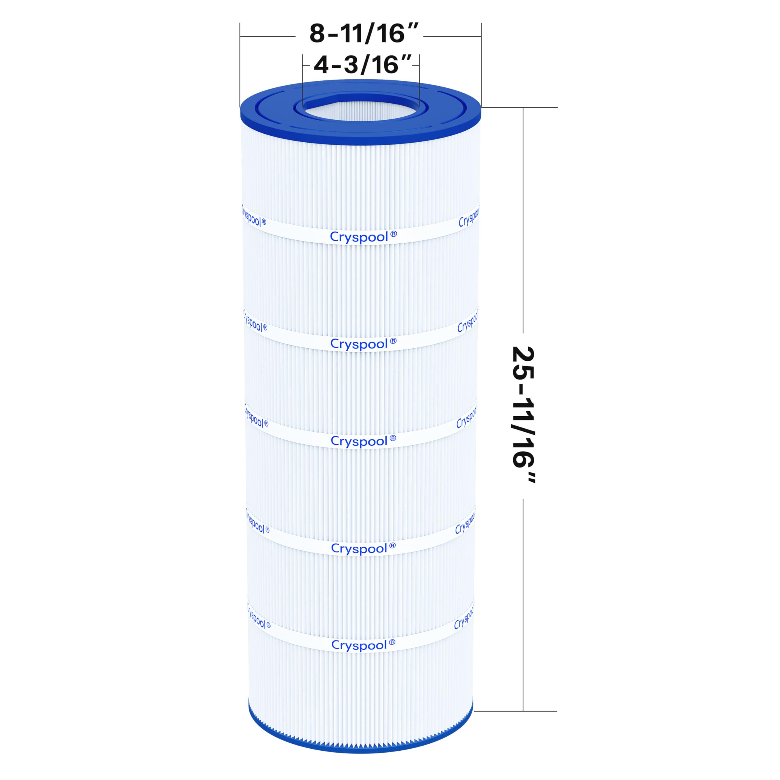 Cryspool pool filter cartridge side view with pleats