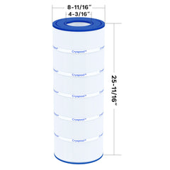 Cryspool pool filter cartridge side view with pleats