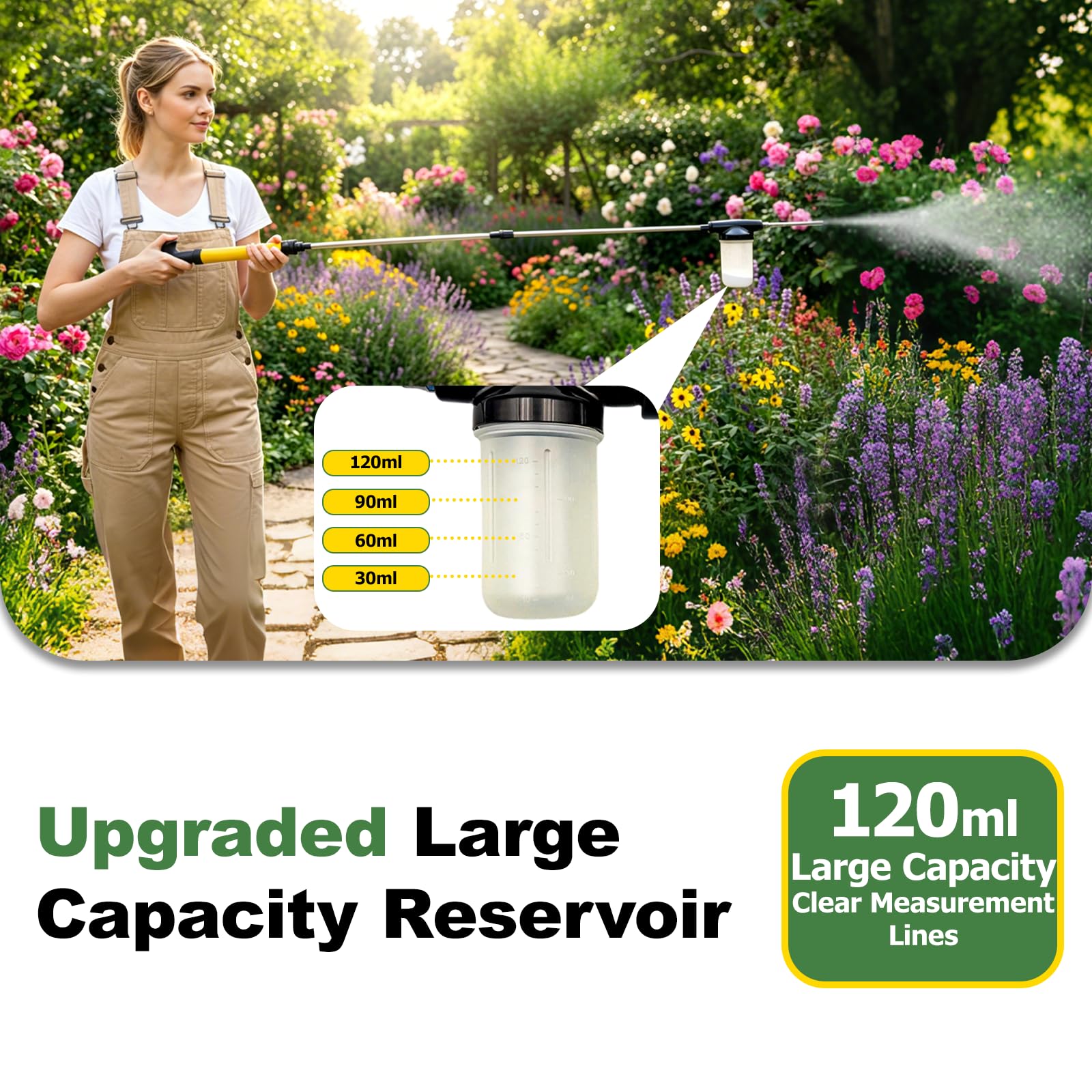 CSONFIT Diatomaceous Earth Powder Duster in yellow color on a garden background