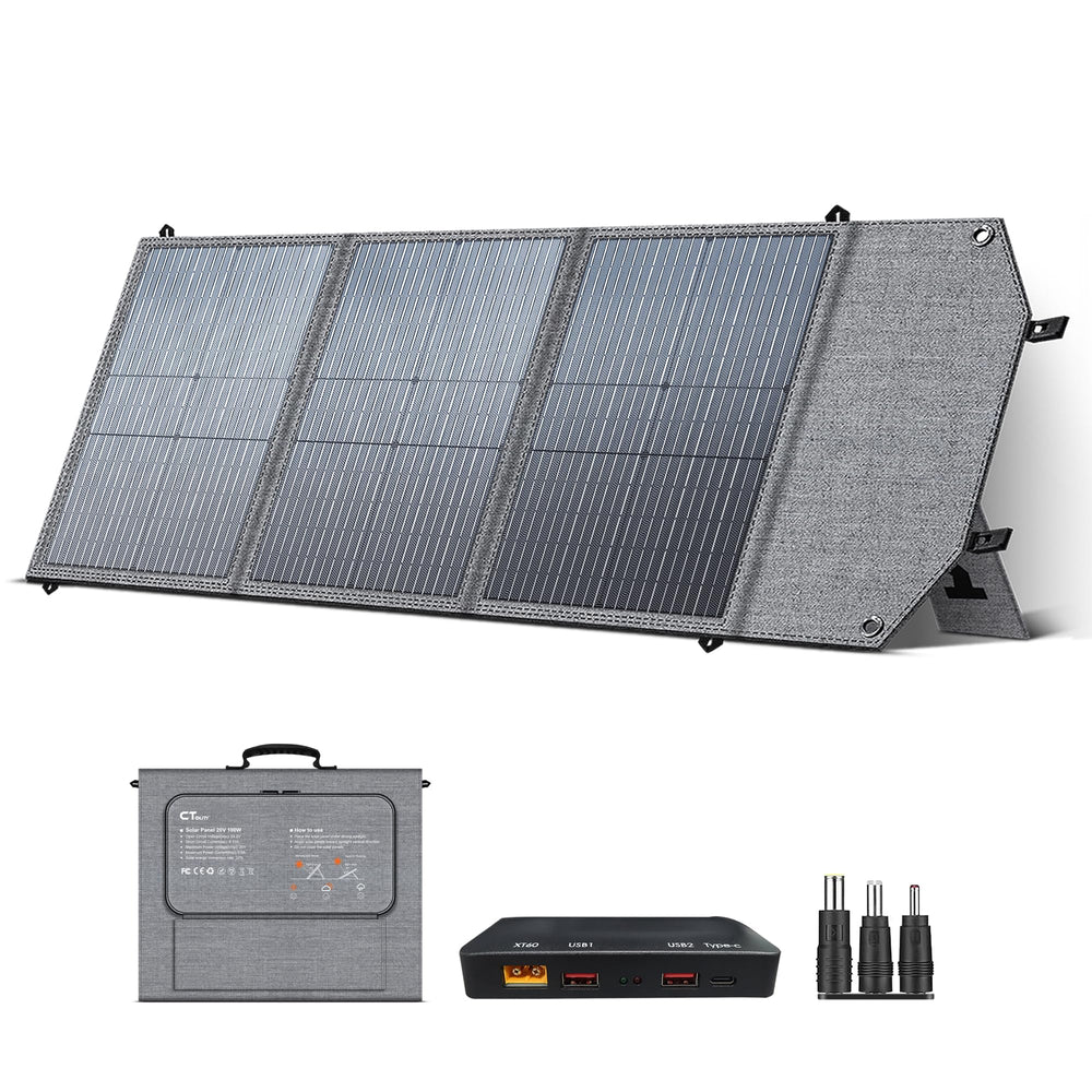 CTOLITY 100W Portable Solar Panel front view with adjustable kickstands