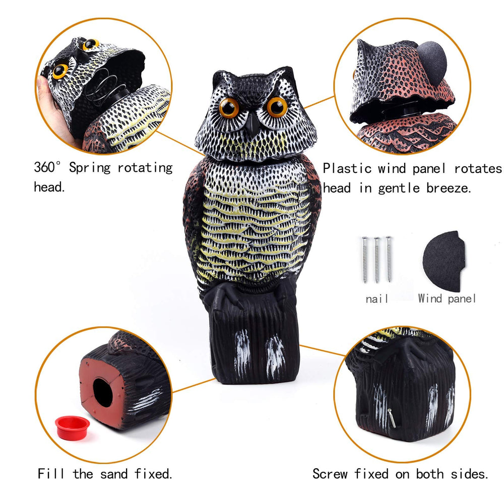 CTREE Owl Decoy side view showing 360-degree rotating head
