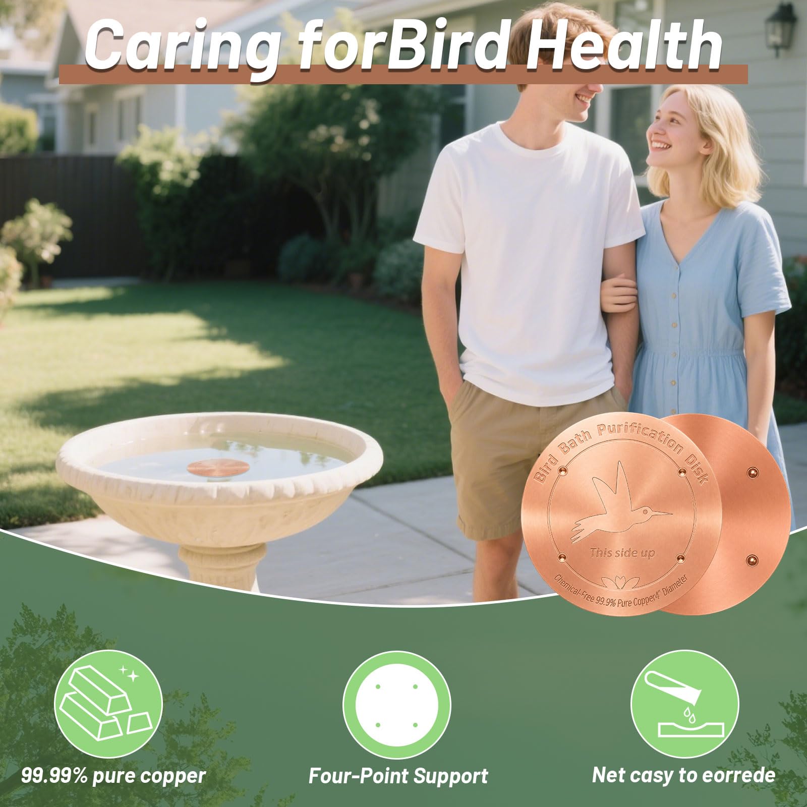 CTTZCKJ Copper Bird Bath Purification Disk in outdoor garden