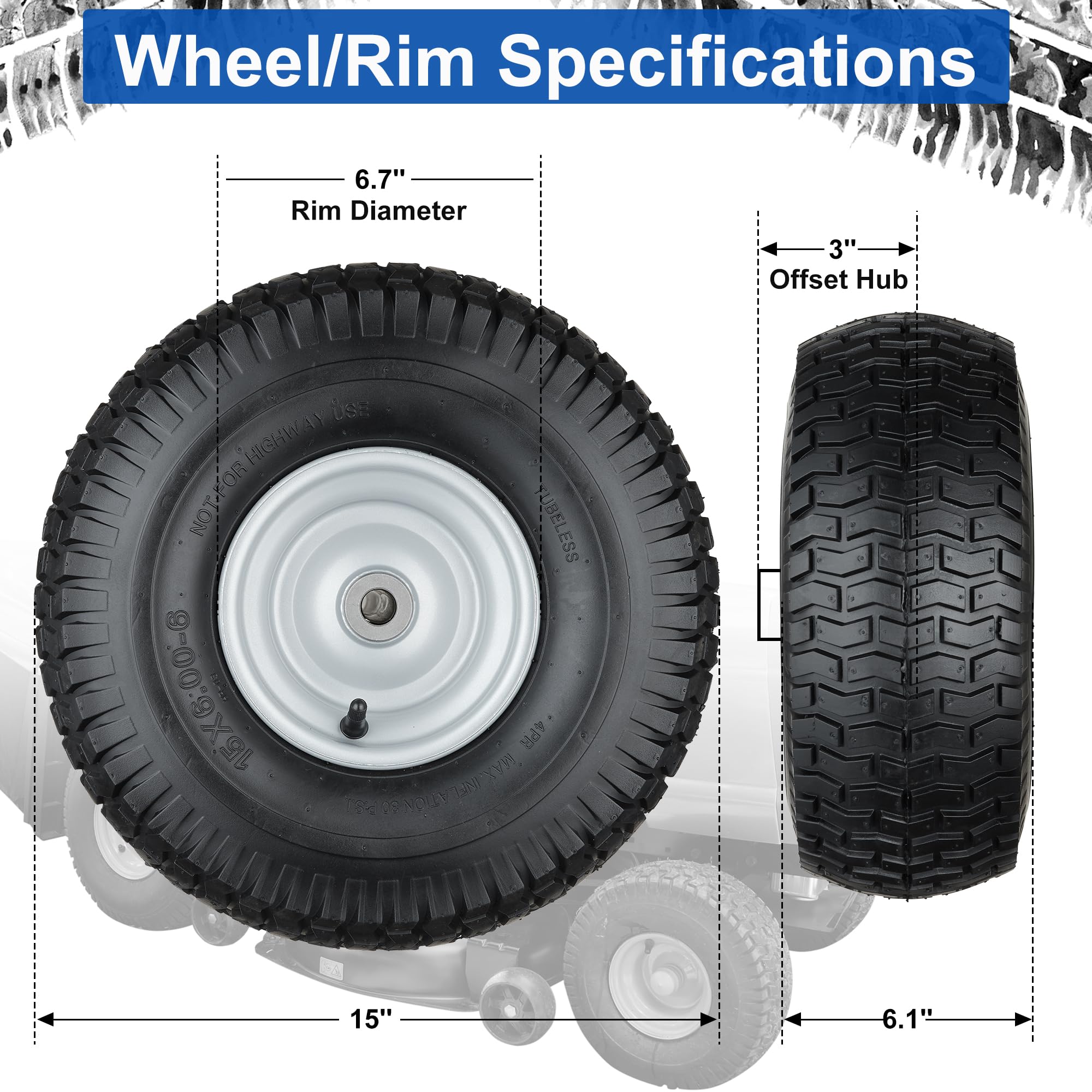Cubesprings 15x6.00-6 lawn mower tire tread pattern