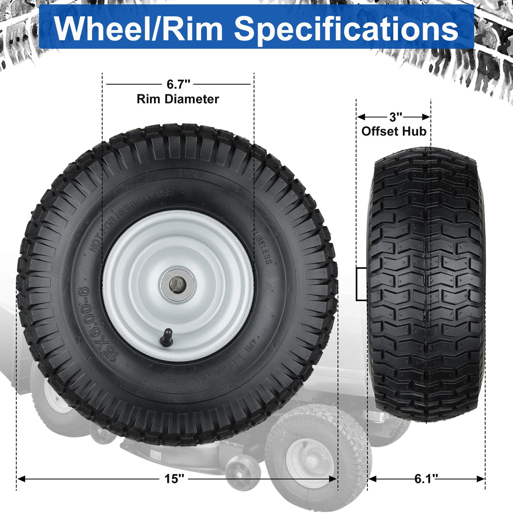 Cubesprings 15x6.00-6 lawn mower tire tread pattern