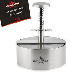 Cuexorik 4.5" hamburger press front view in silver