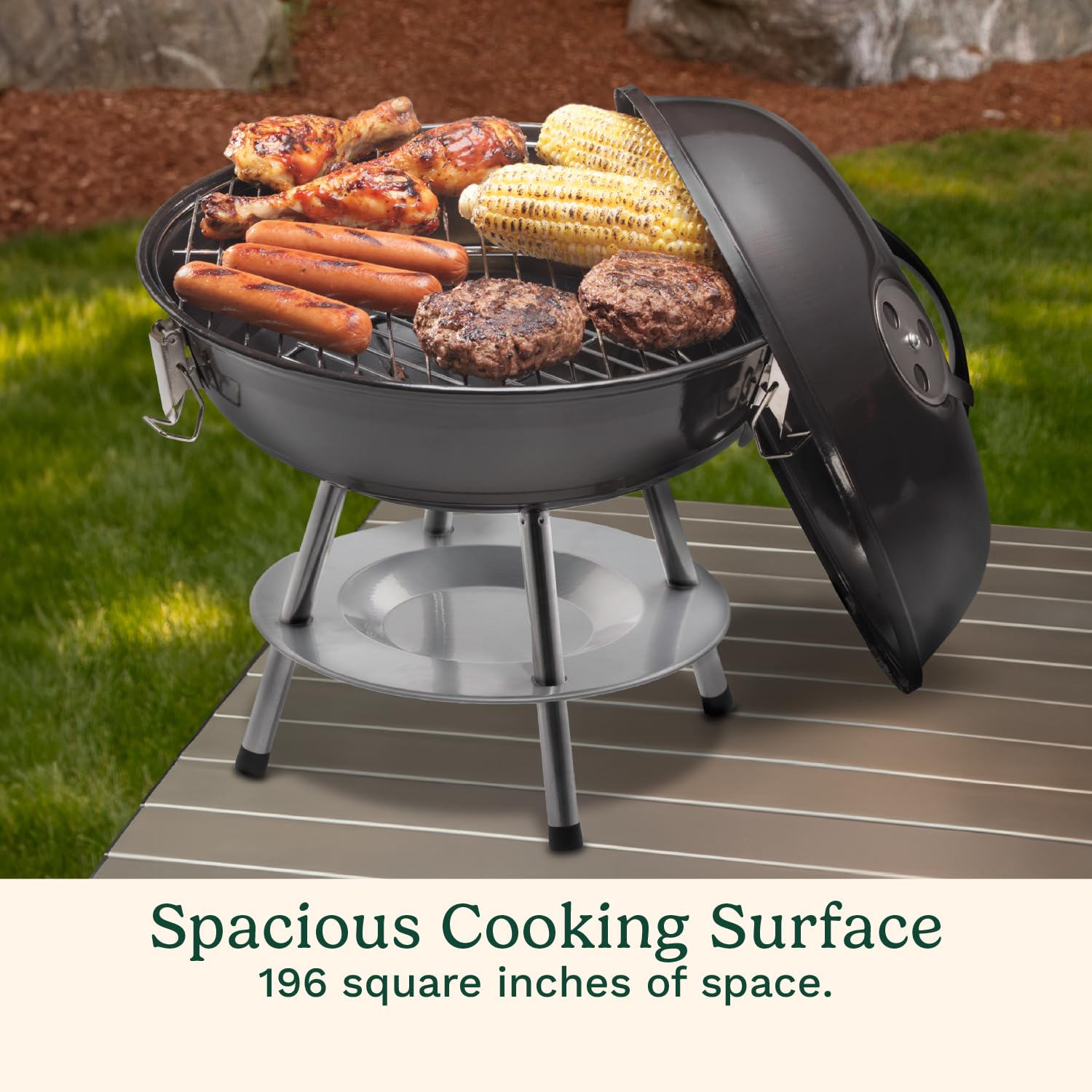 Cuisinart 14" Portable Charcoal Grill showing chrome-plated grate