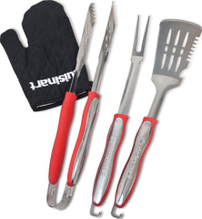 Cuisinart 3-Piece BBQ Tool Set including spatula, fork, tongs, and grill glove