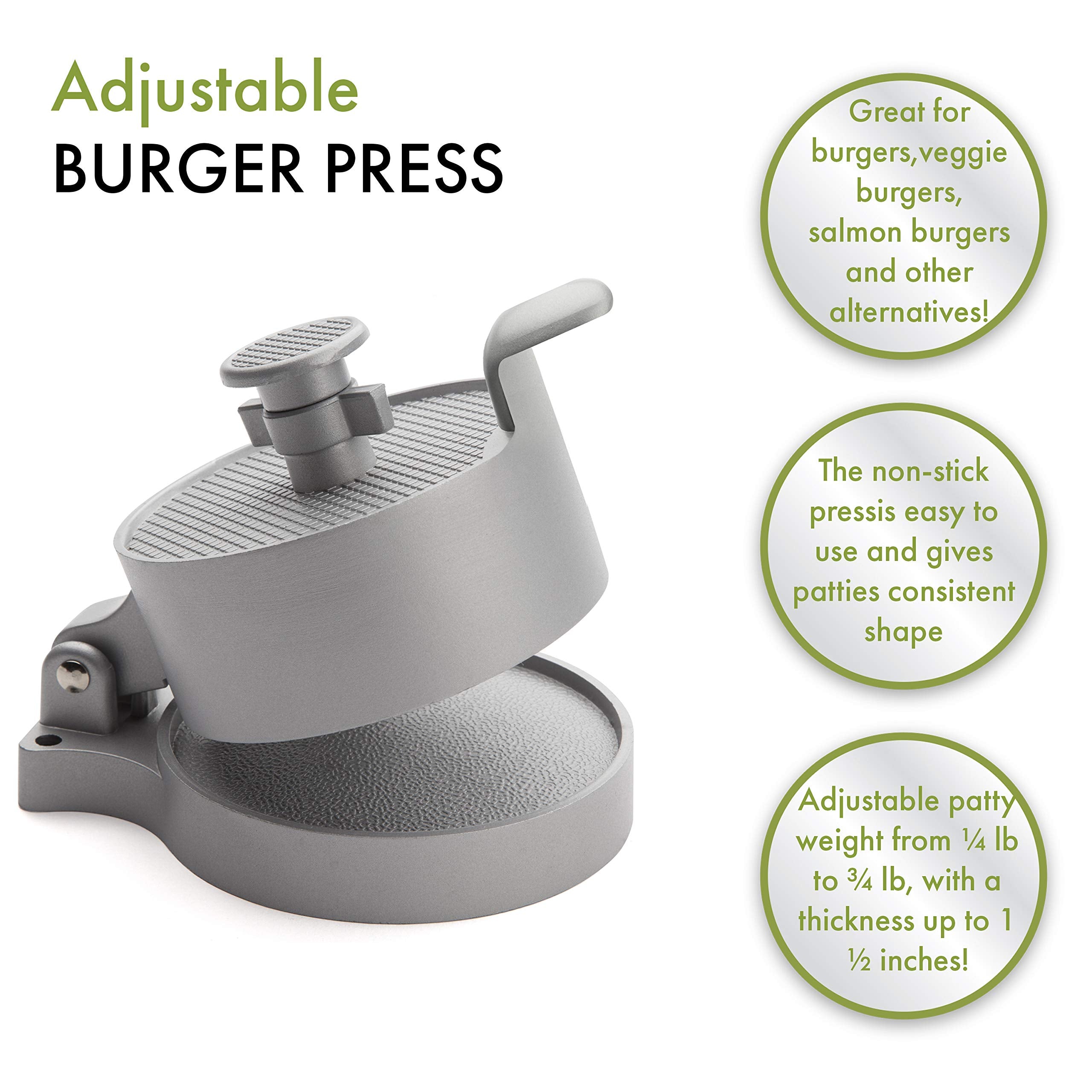 Cuisinart Adjustable Burger Press with different patty sizes