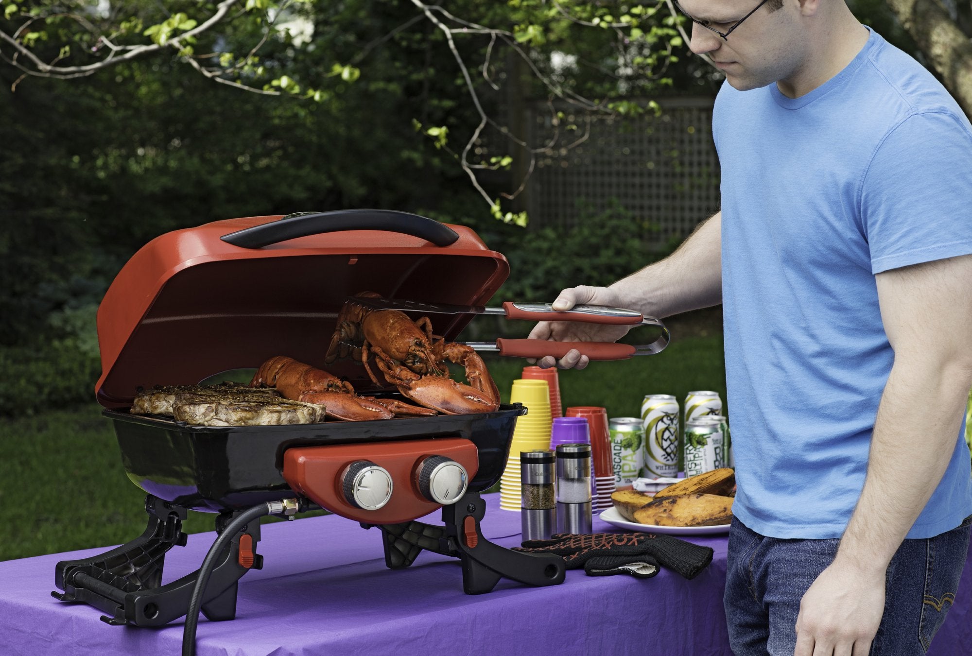 Cuisinart BBQ tool set packaging with red grill glove
