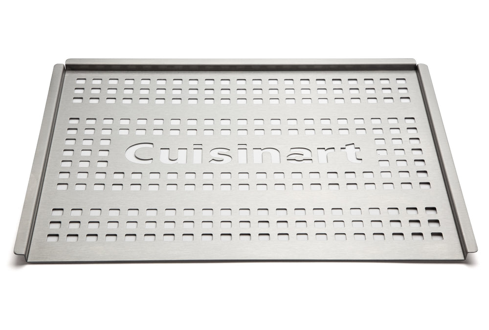 Cuisinart grill topper showing perforated grilling surface
