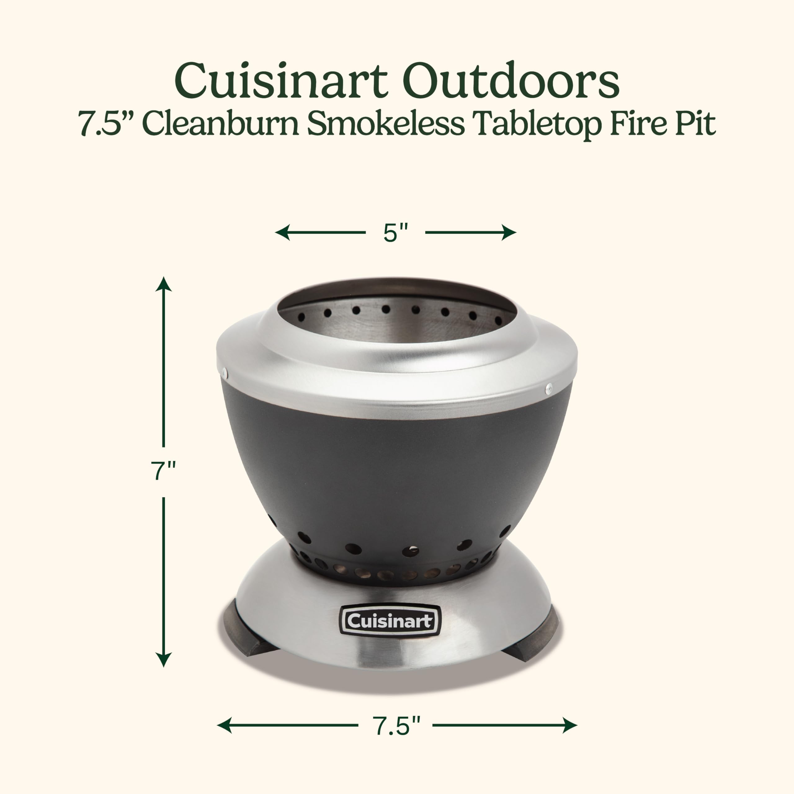 Cuisinart Outdoor Fire Pit side view with stainless steel finish