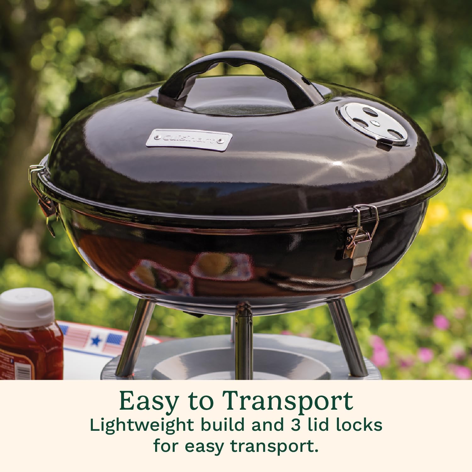 Cuisinart Portable Charcoal Grill with dual vents for temperature control