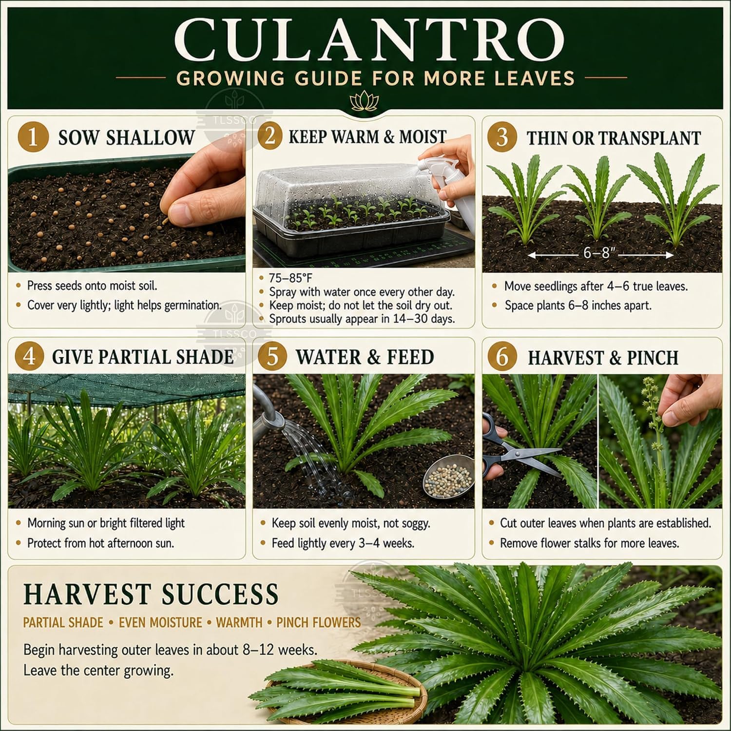 Culantro plants growing in a container on a sunny windowsill