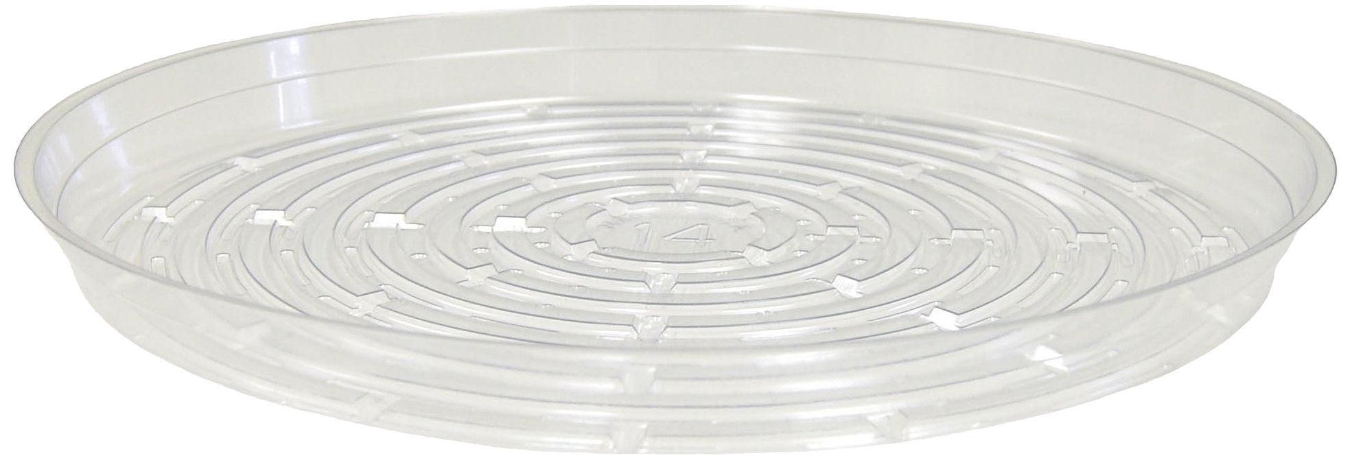Curtis Wagner 14-Inch Vinyl Plant Saucer clear front view