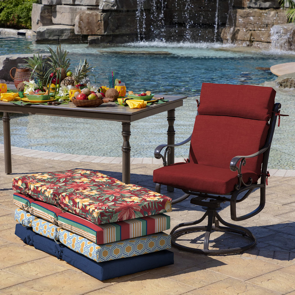 Cushion placed on a patio setting