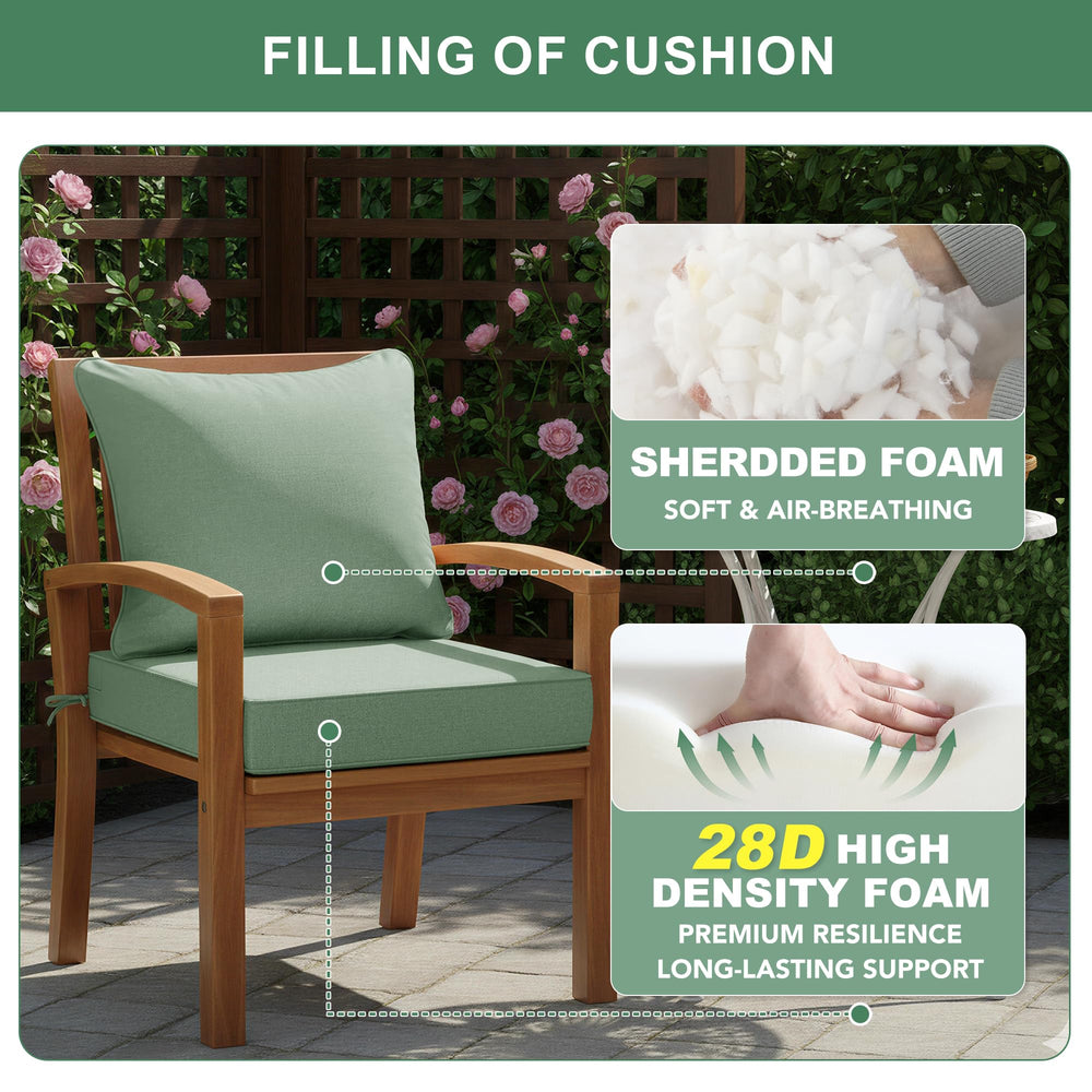Cushion set in patio furniture setting