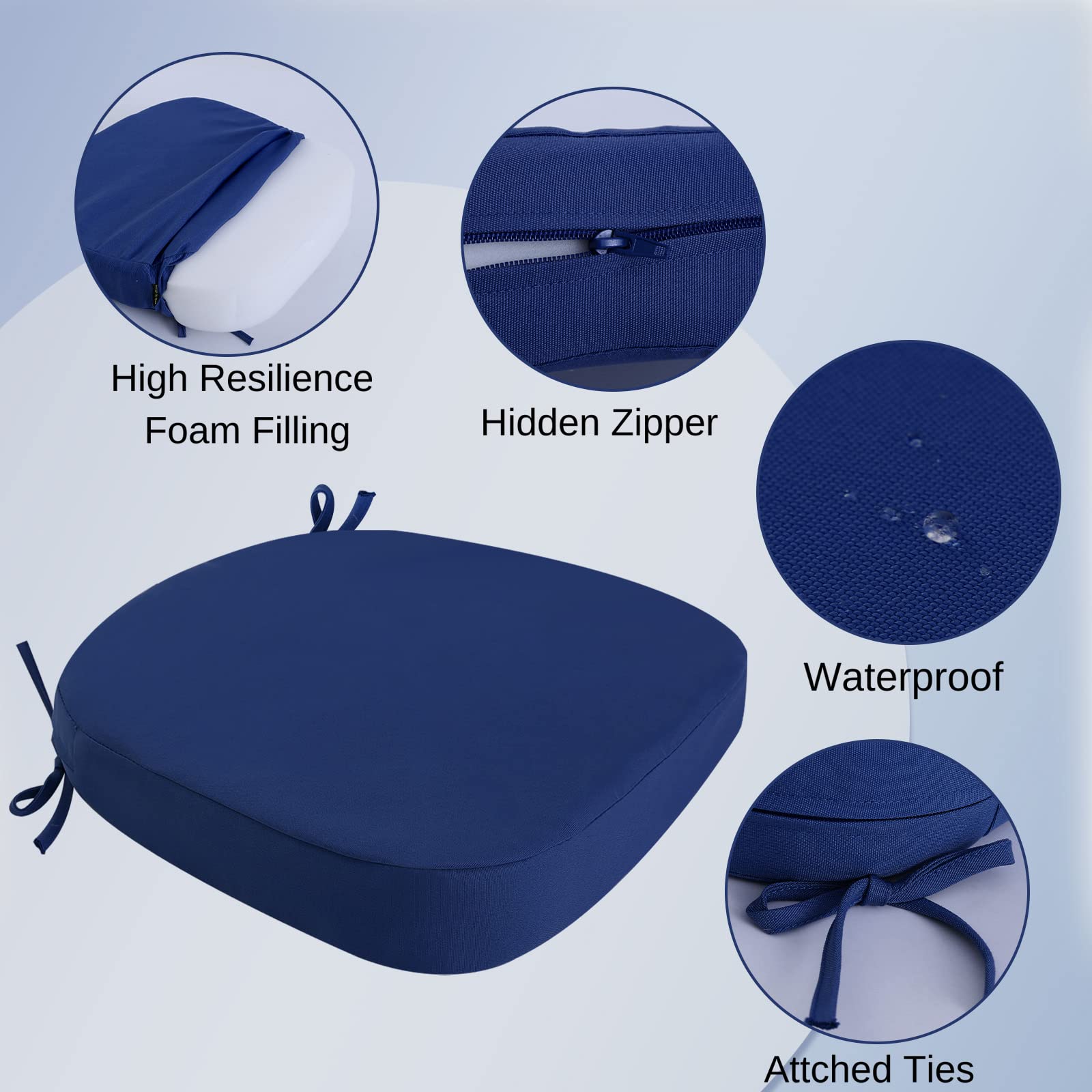 Cushion side view showing 3-inch thickness