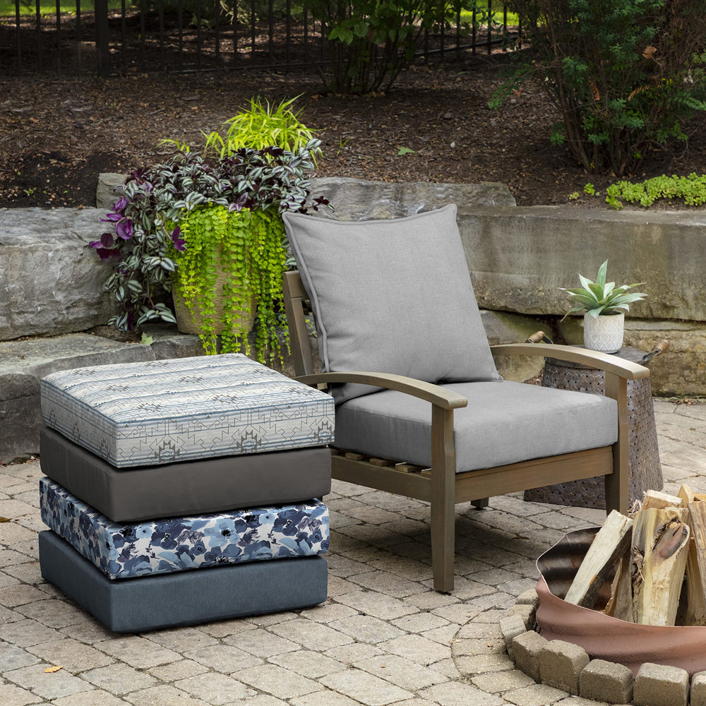 Cushions displayed on outdoor deep seat chair