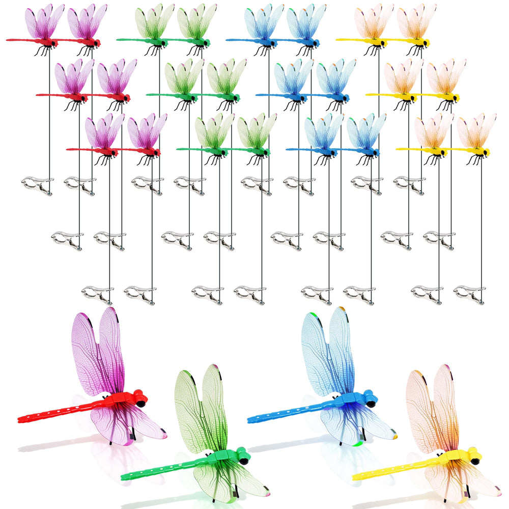 Cushry 24 Pack Dragonfly Clips vibrant colors arranged in packaging