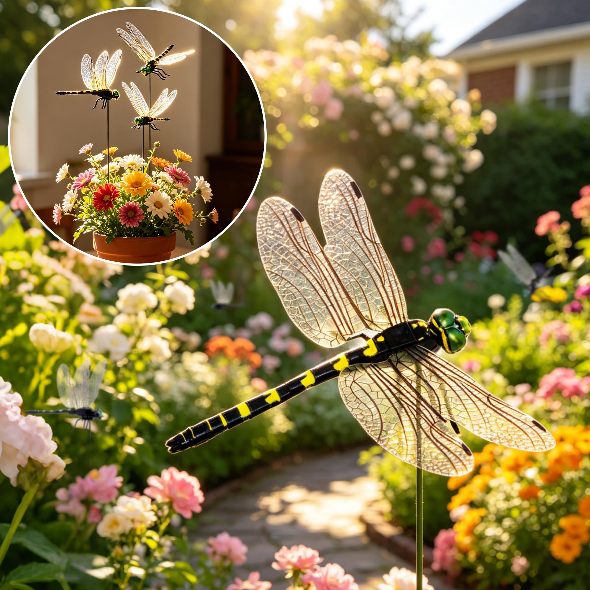 Cushry 3D Dragonfly Clips in a decorative arrangement