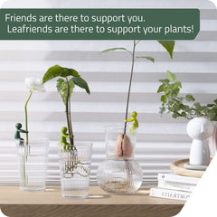 Cute Leafriend holding a plant cutting on a vase