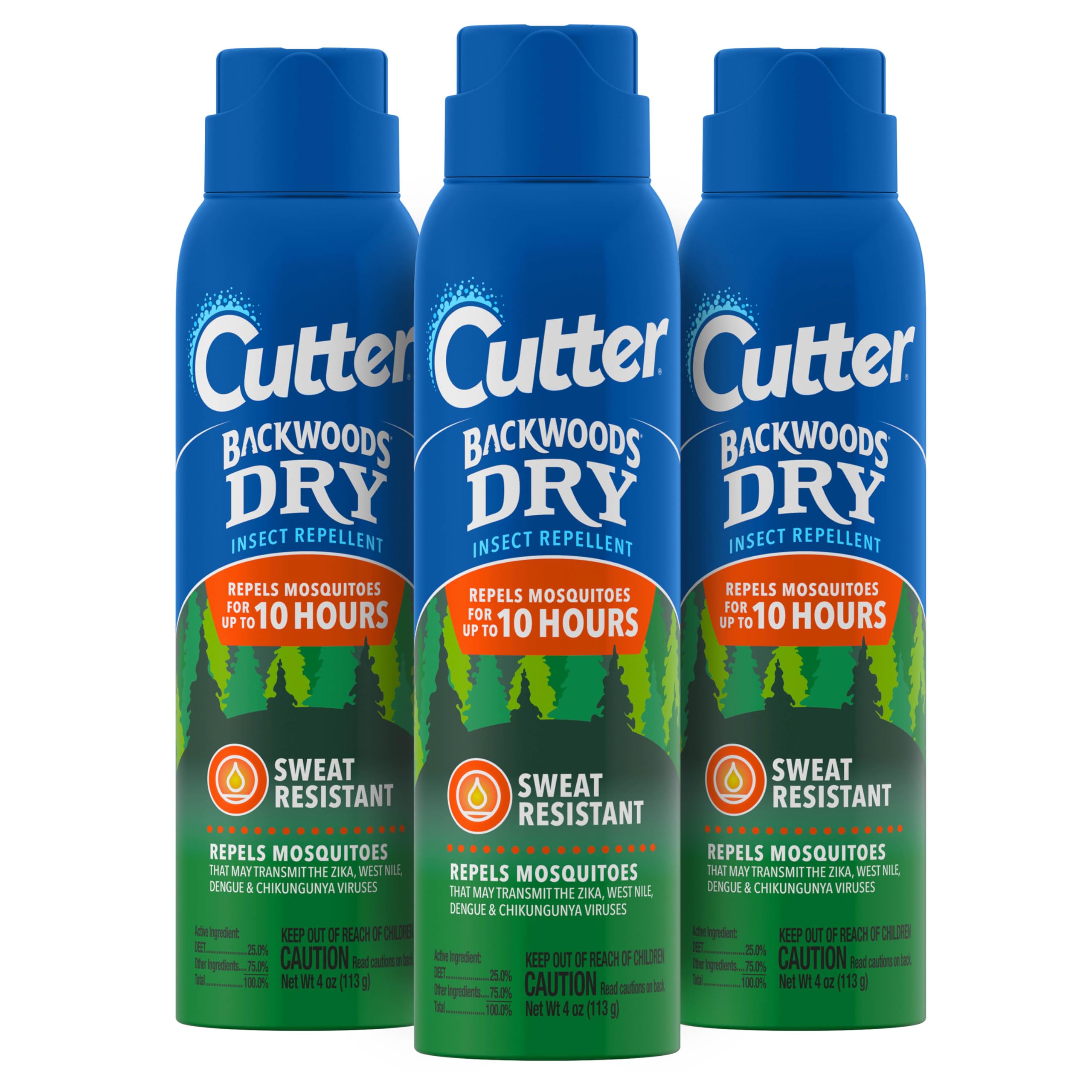 Cutter Backwoods Dry Insect Repellent 4 Oz aerosol can front view