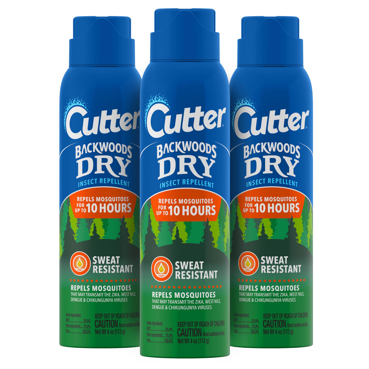Cutter Backwoods Dry Insect Repellent 4 Oz aerosol can front view