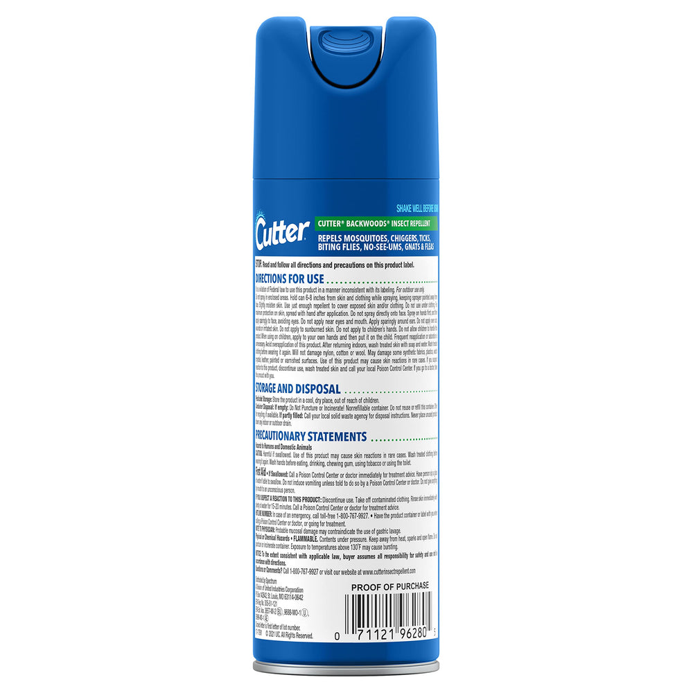 Cutter Backwoods Insect Repellent 6 Oz can back view