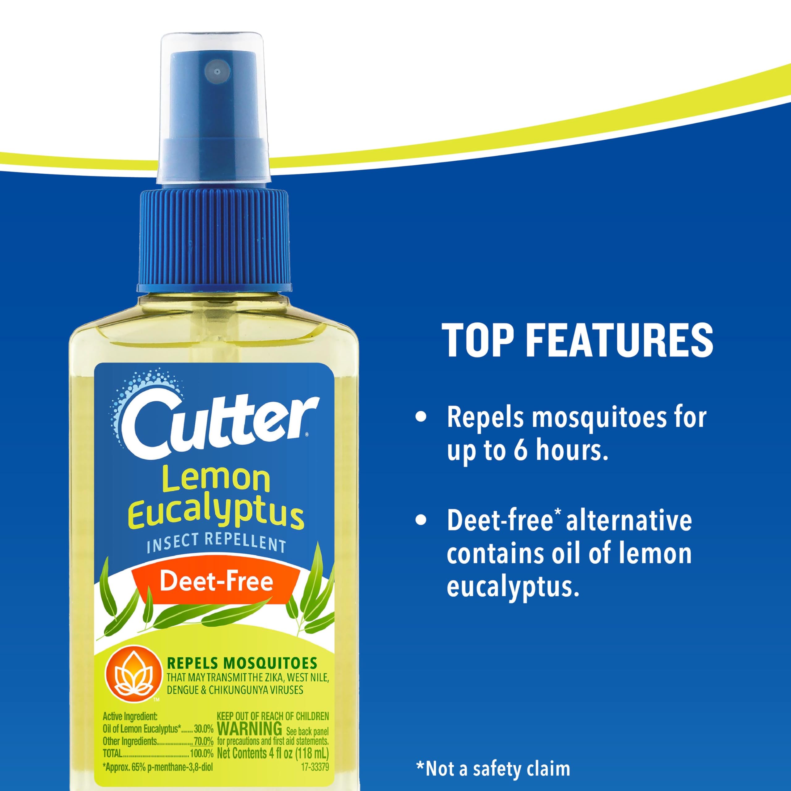 Cutter Lemon Eucalyptus Mosquito Repellent Spray back view