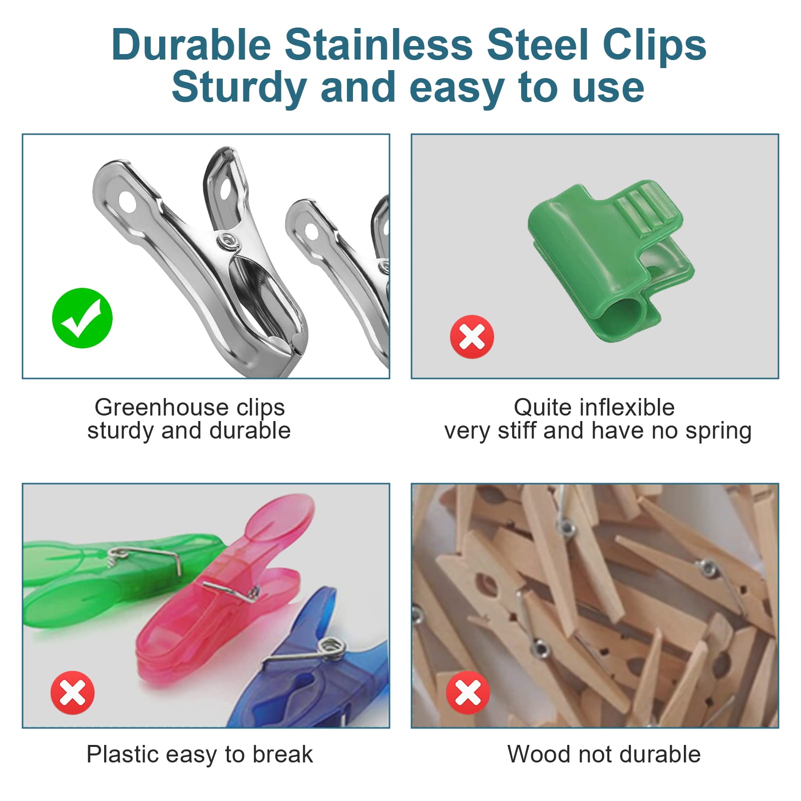 Cuxeedi Greenhouse Clips attached to garden hoops