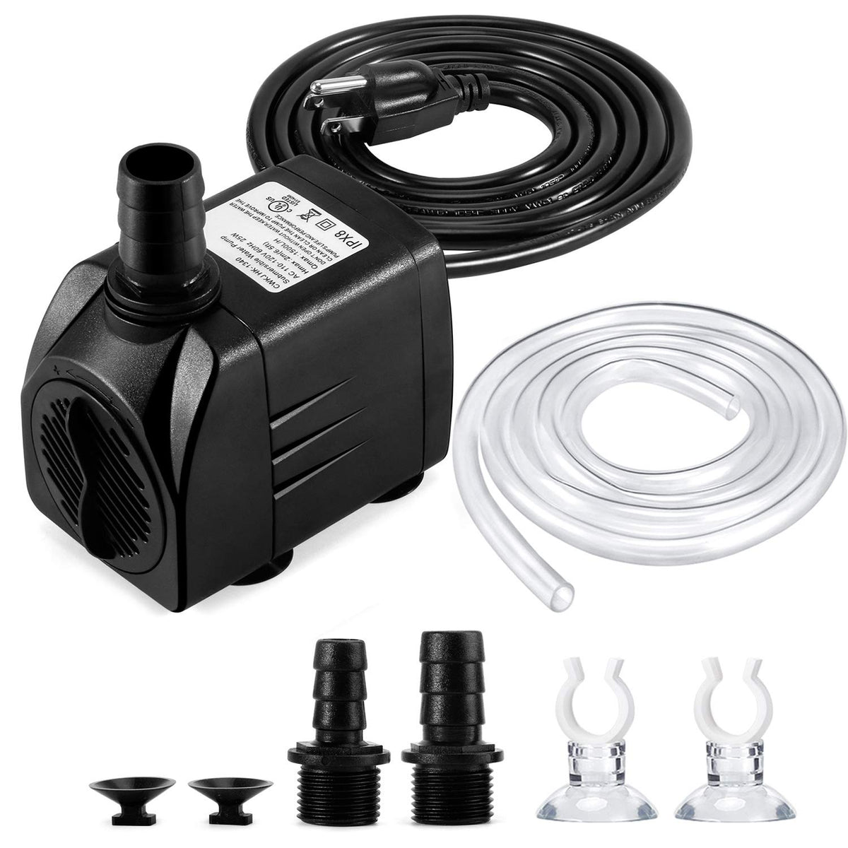 CWKJTOP 400GPH submersible fountain pump with tubing