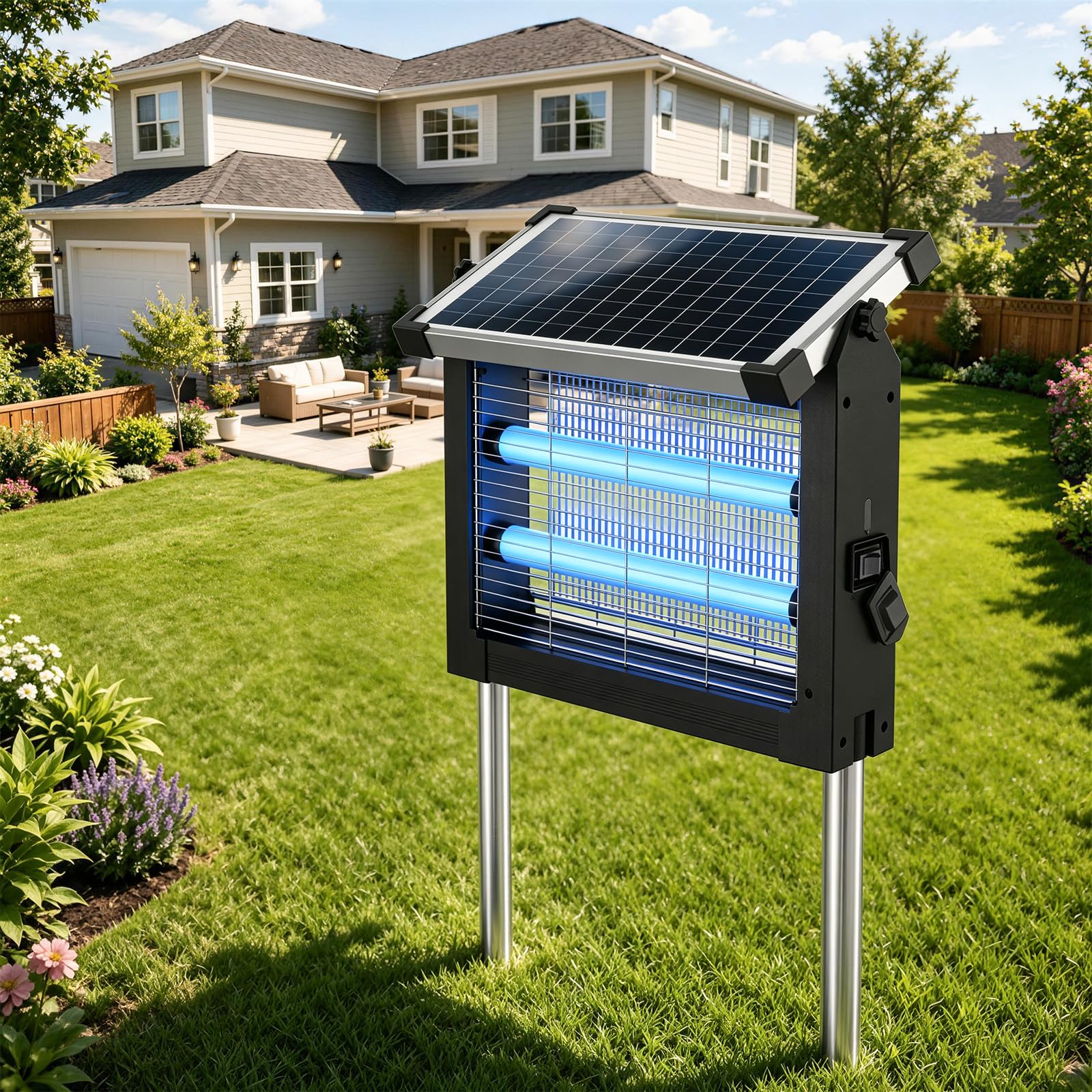CXBER Solar Bug Zapper front view showing UV light