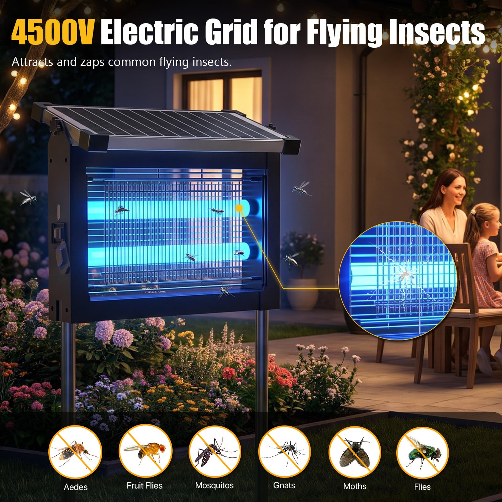 CXBER Solar Bug Zapper in use on a patio