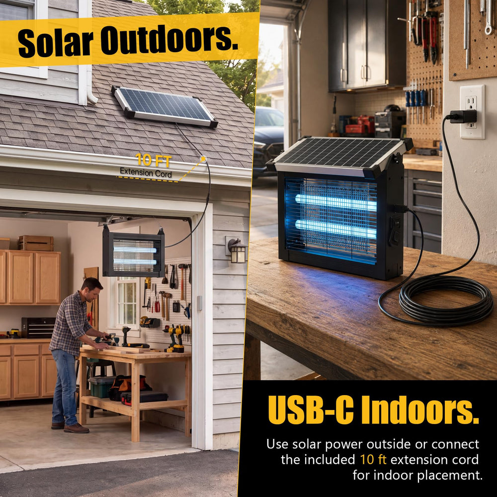 CXBER Solar Bug Zapper with ground stakes in grass