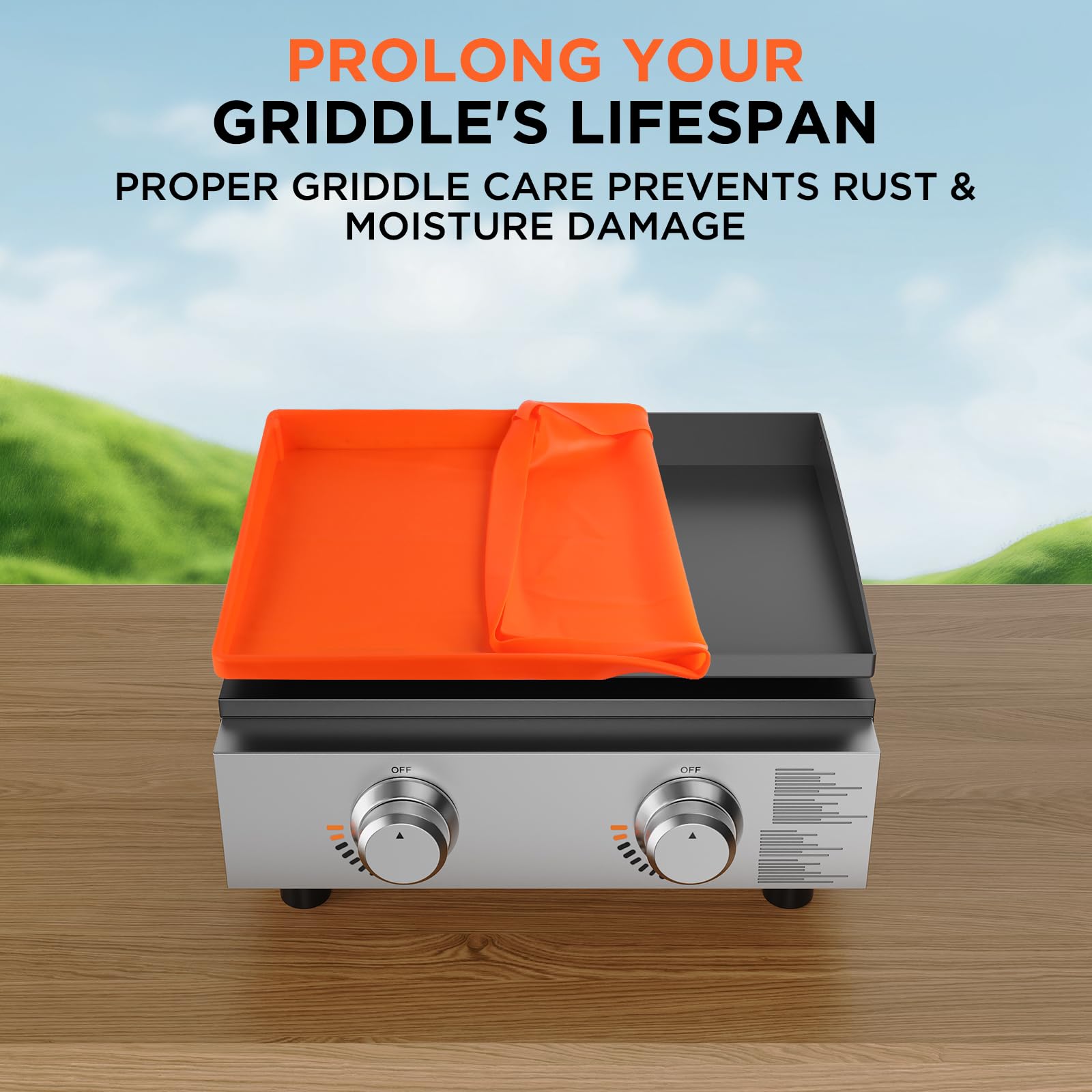 Cxesp 22" Silicone Griddle Mat folded for storage