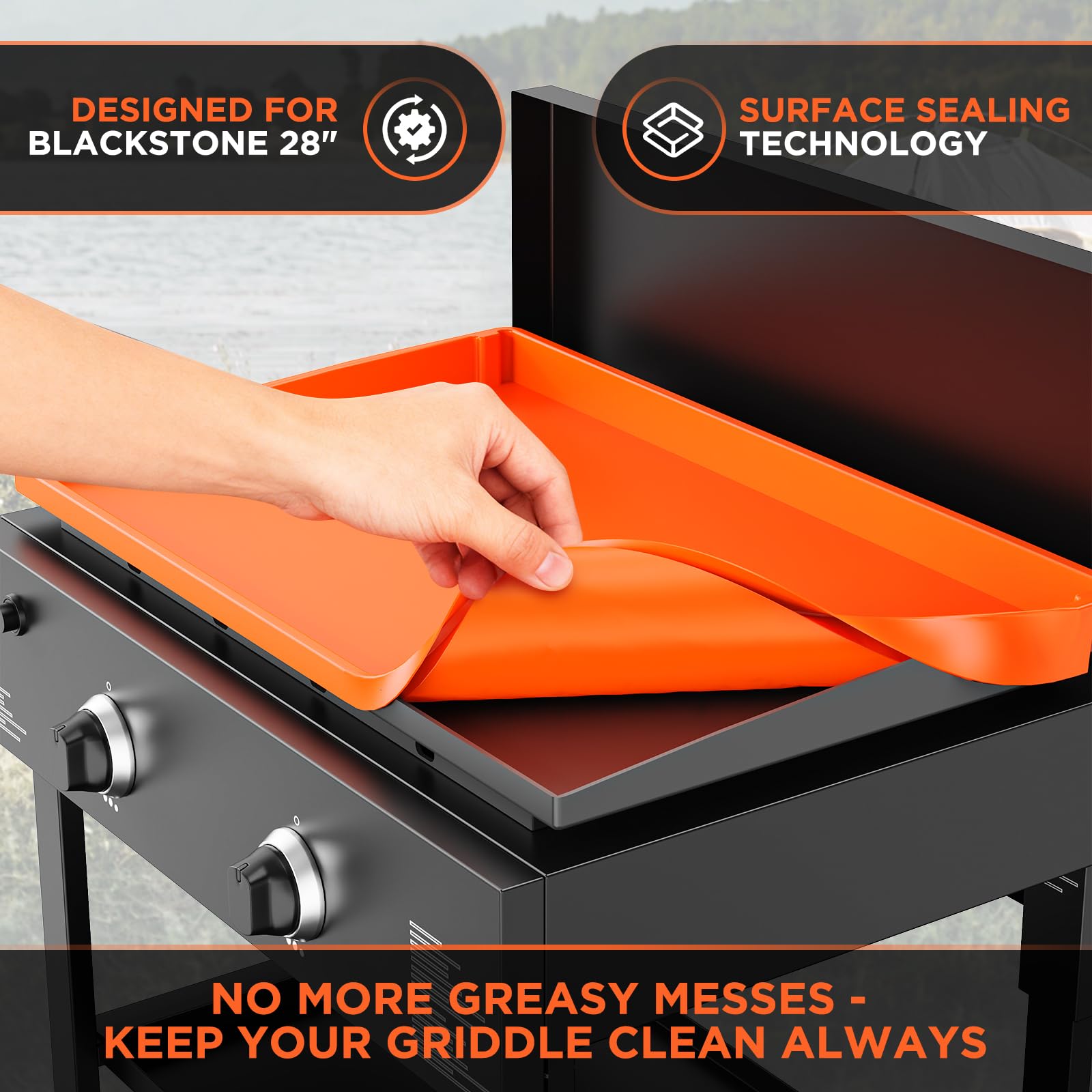 Cxesp silicone griddle mat showing the flat front rim