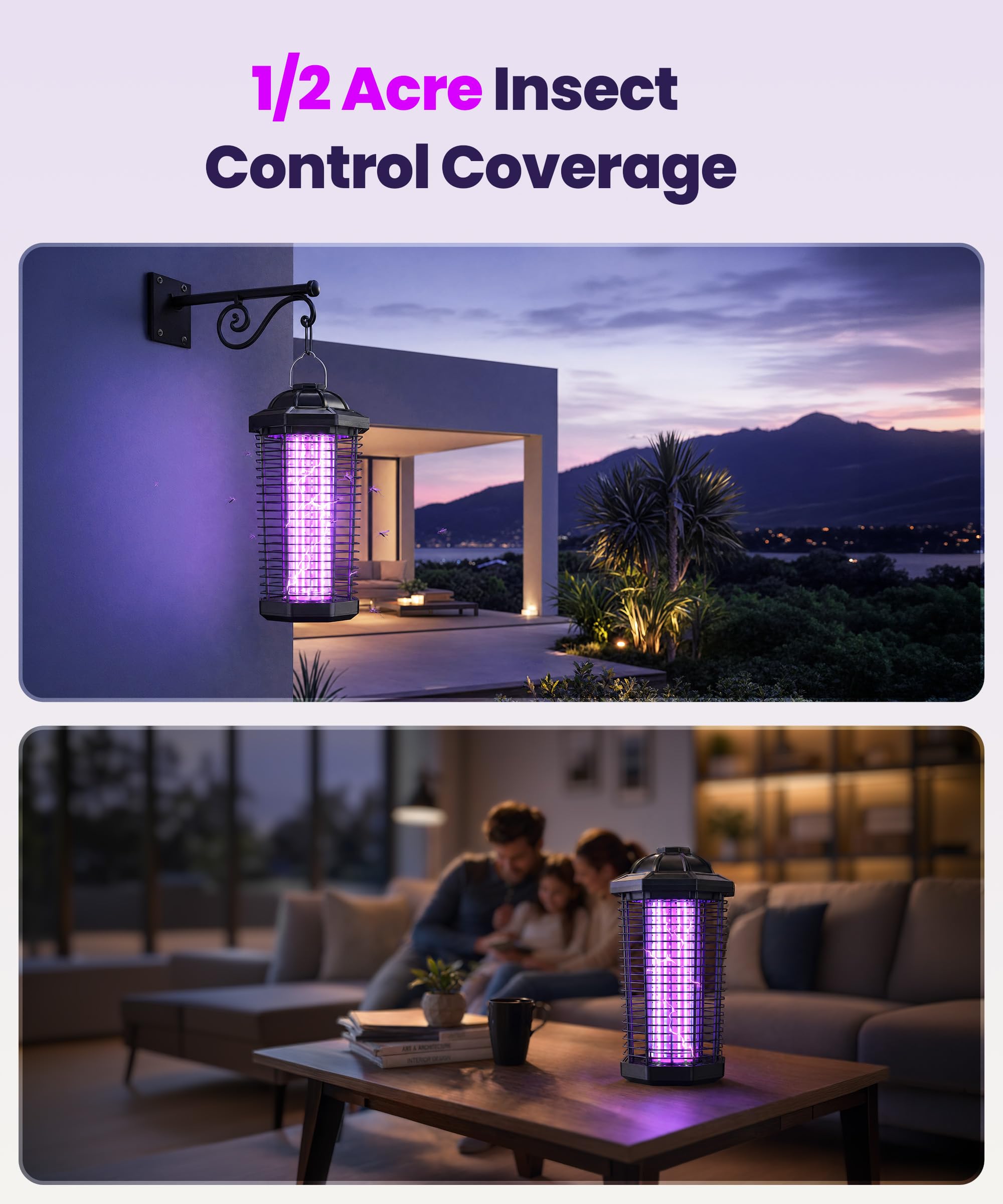 CXRUY Bug Zapper showing the LED mosquito attraction system