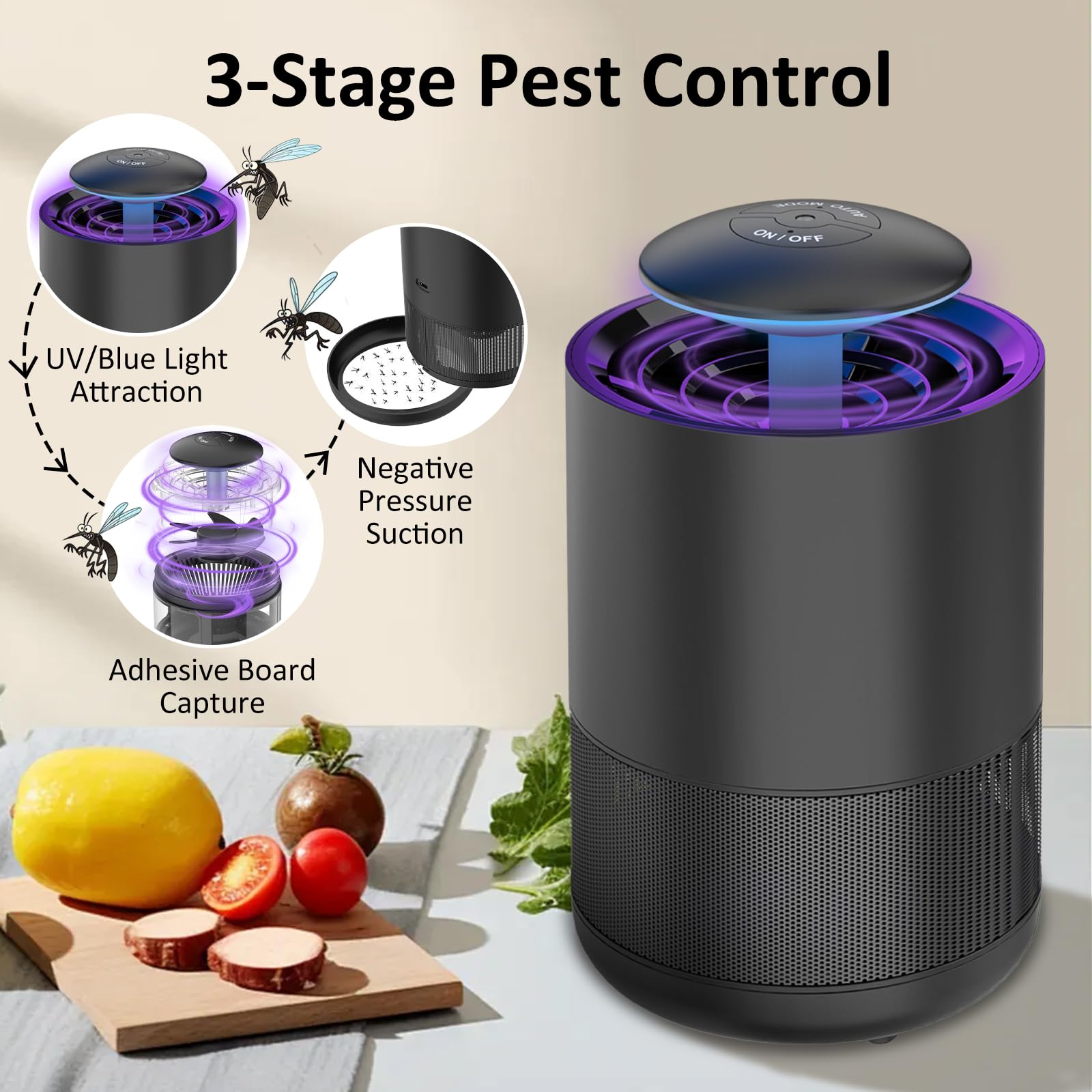 CXRUY Indoor Insect Trap showing automatic light sensor