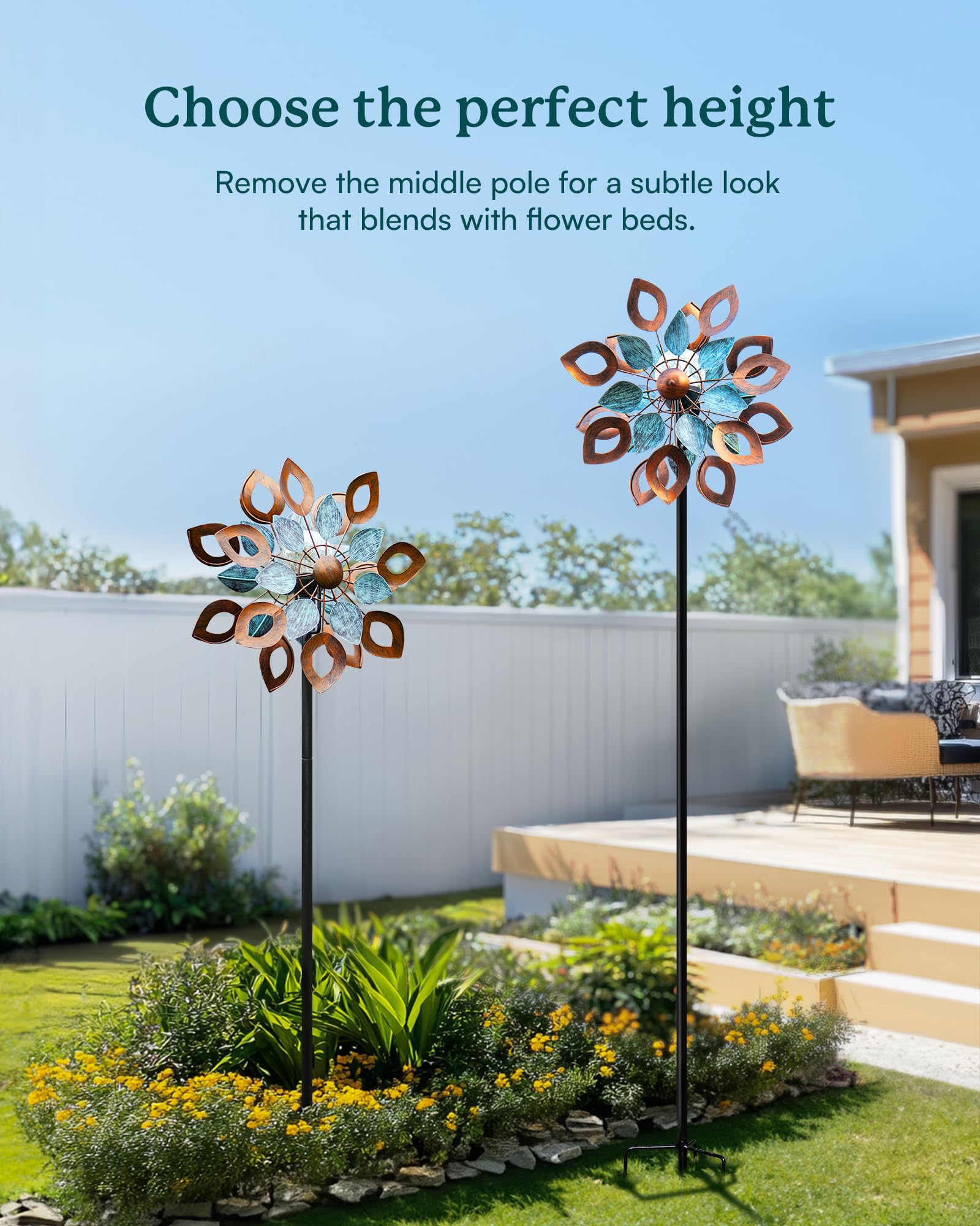 Cyan Oasis Wind Spinner at 74 inches height
