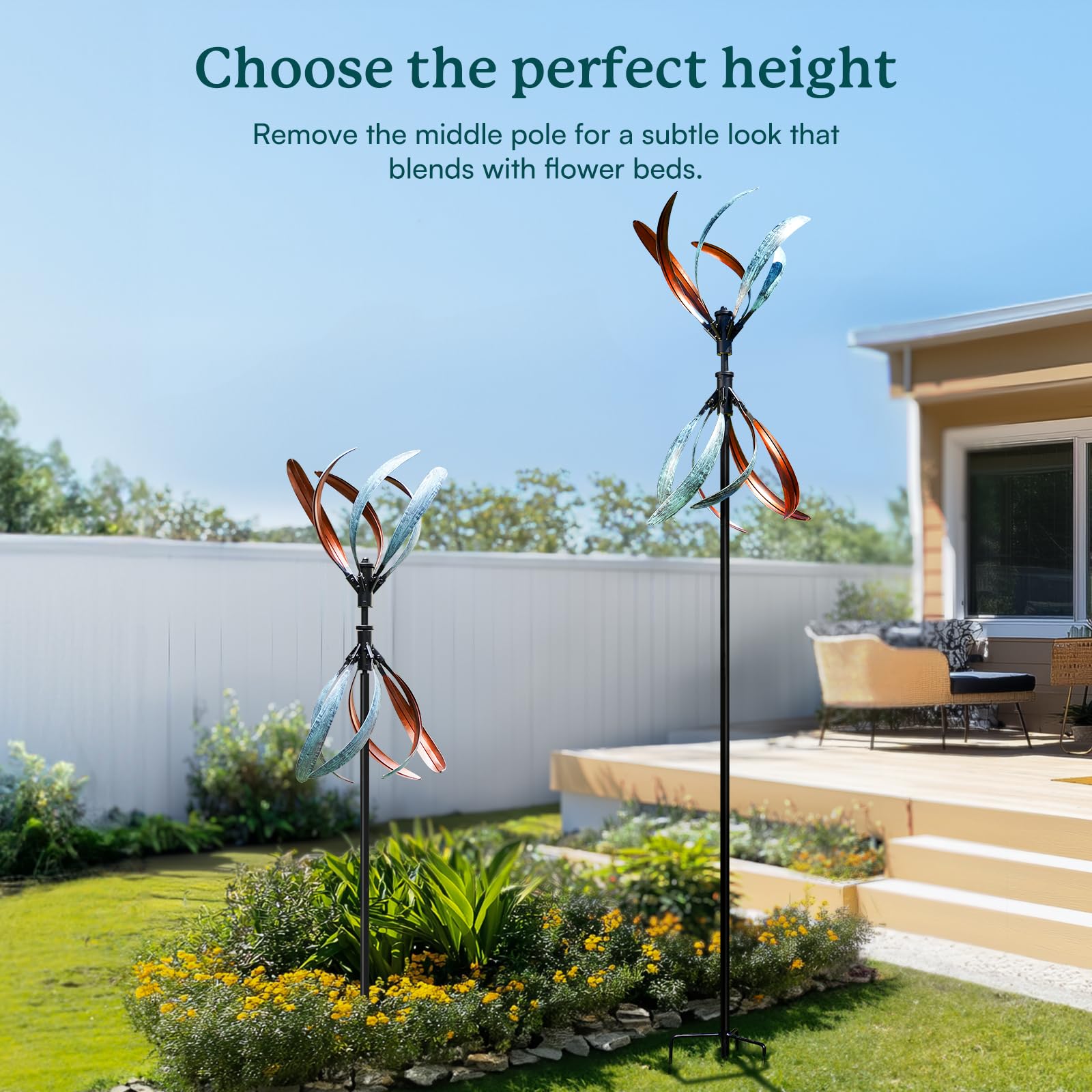 Cyan Oasis Wind Spinner Outdoor, display with adjustable pole