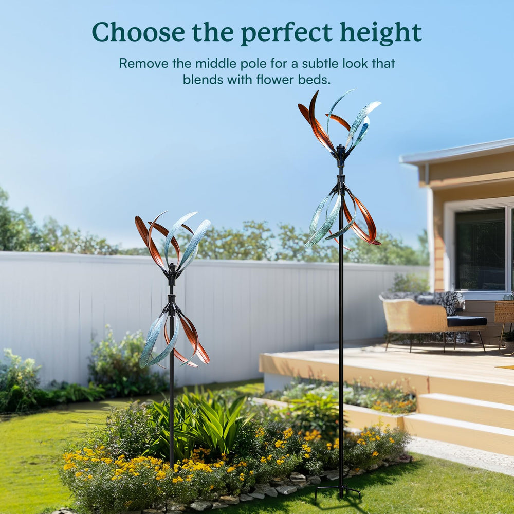 Cyan Oasis Wind Spinner Outdoor, display with adjustable pole