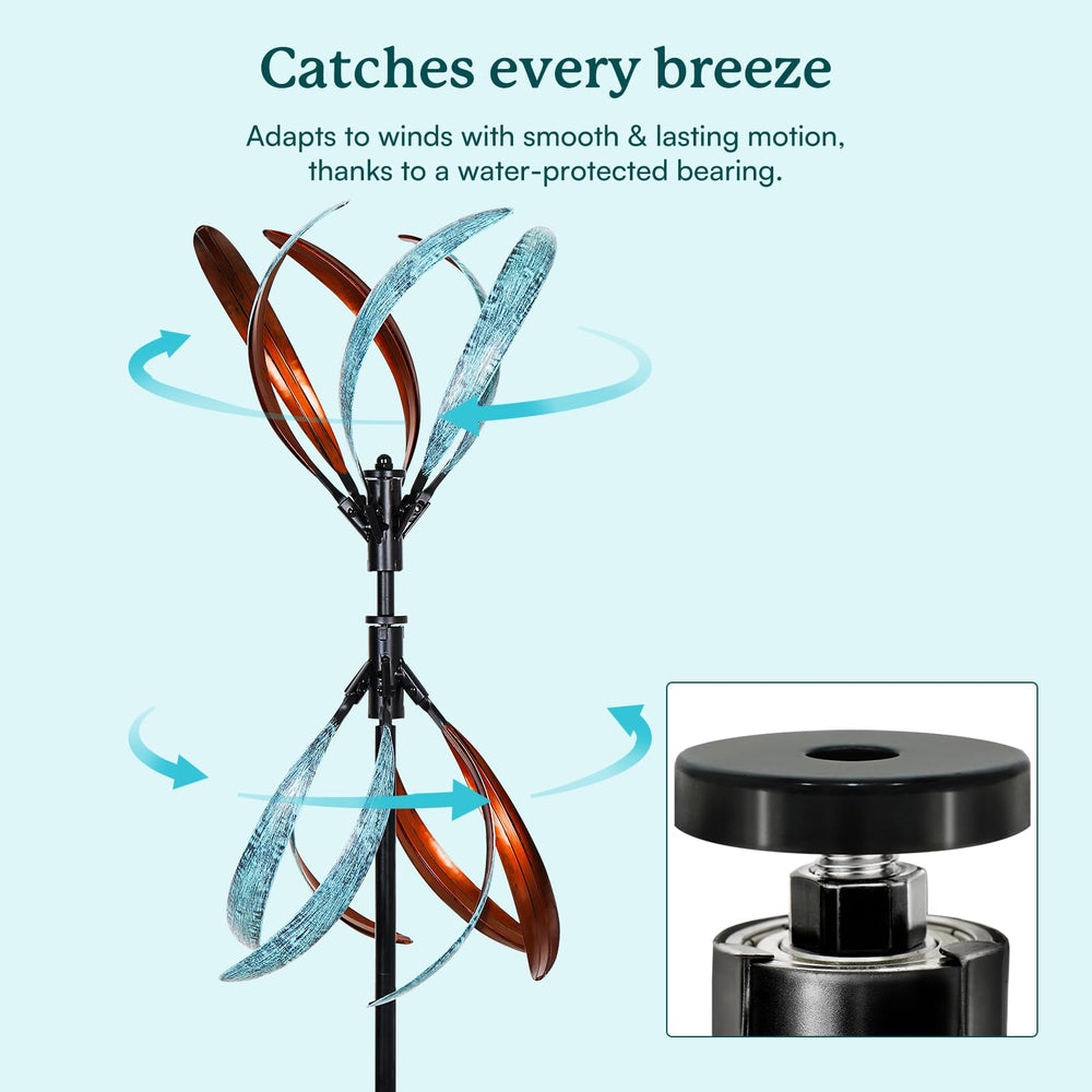 Cyan Oasis Wind Spinner Outdoor in garden setting
